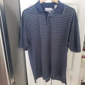 Clint Tehama Double Mercerized Cotton Blue Striped Polo Shirt